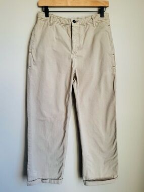 Free People Cream Khaki Cotton Cuffed Chino Pants